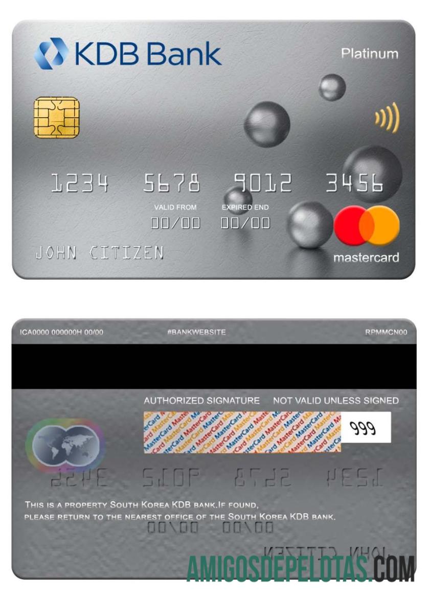 Coreia do Sul KDB Bank Mastercard Platinum modelo
